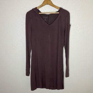 Athleta long brown/Mauve thin sweater with hoodie for lounge or workout
